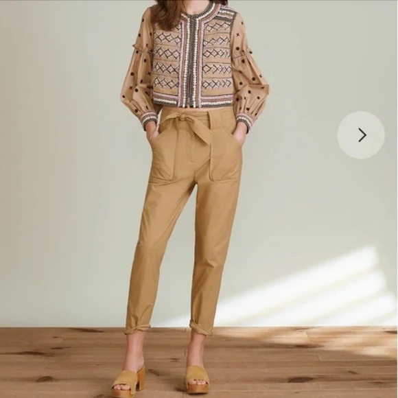 Veronica Beard Mahary High-Waisted Cargo Camel Pants Size 6 - Picture 7 of 7
